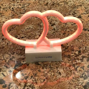 Sunny Life Light Up Neon Double Heart Light. Battery Operated, Preloved